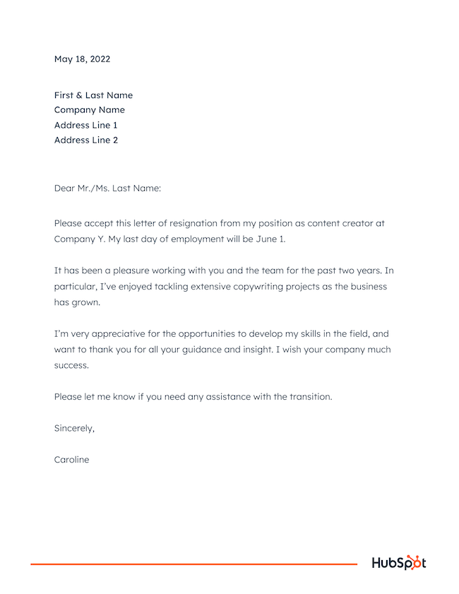 How To Write A Respectable Resignation Letter [+Samples & Templates ...